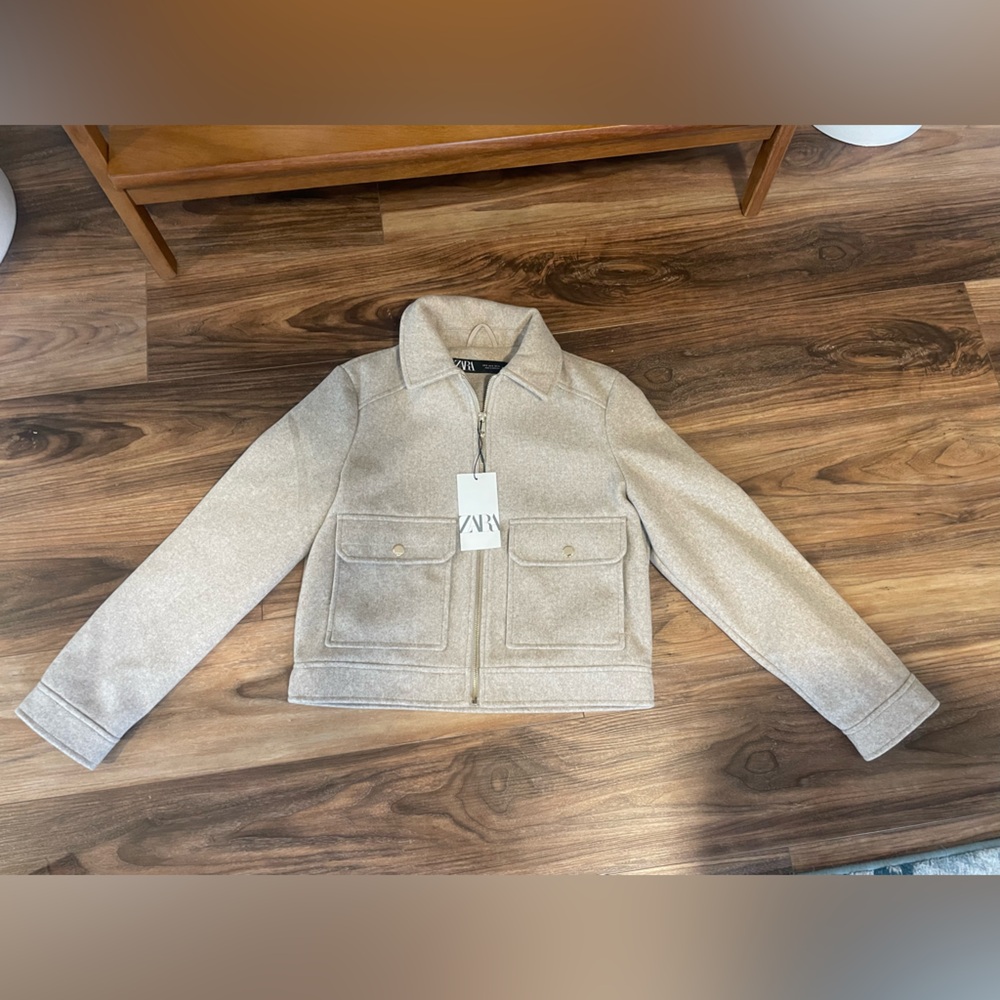 Zara Beige Pea Coat for Women - Picture 2 of 4